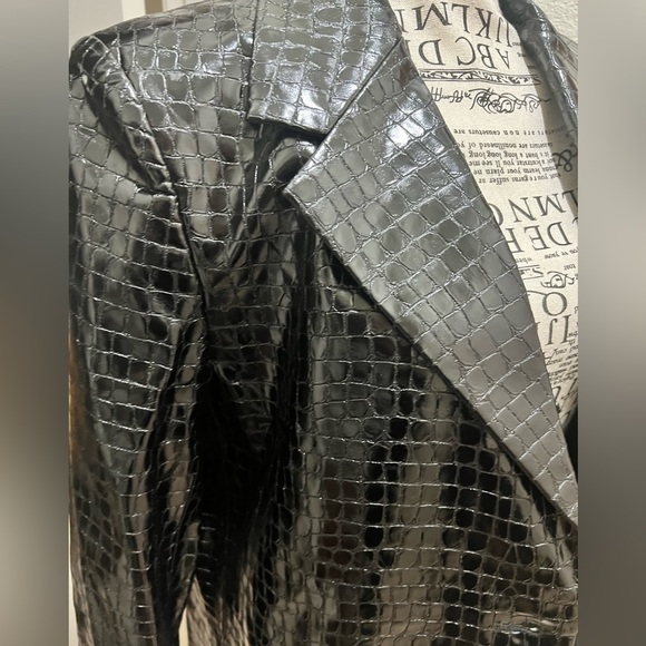 Susana Monaco Black Crocodile embossed single breasted blazer size Small, NWT - Picture 13 of 13